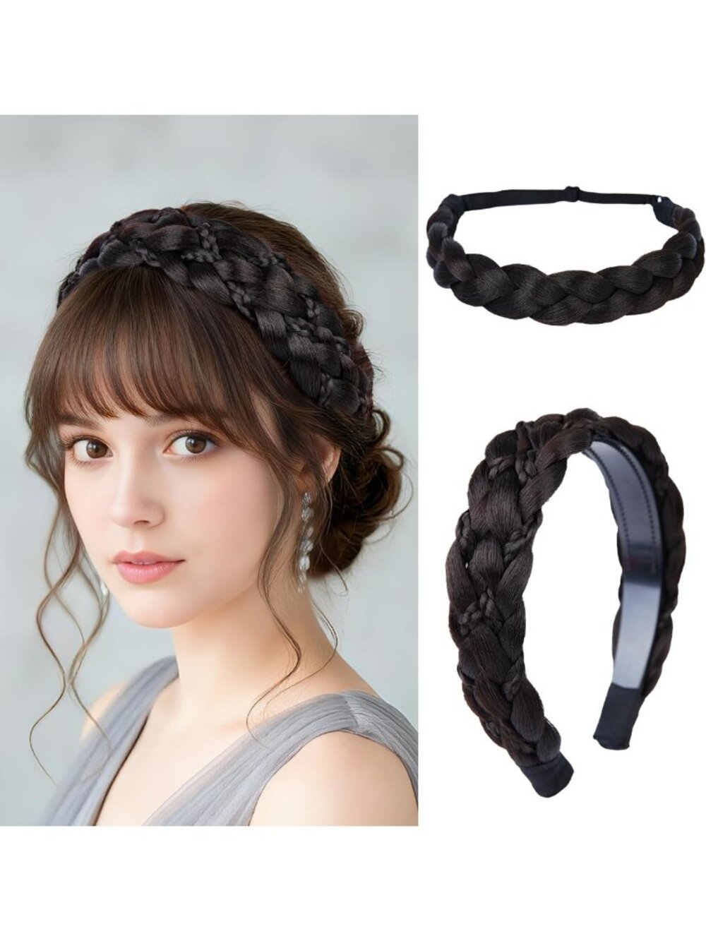 Handmade Braided Headbands - 2Pcs Elastic Stretch Hair Accessories for Women